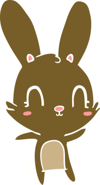 Bir insan tarafından çizilmiş düz renk çizgi film tavşanı.