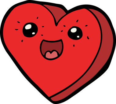 Bir insan tarafından çizilmiş kalp çizgi film karakteri.