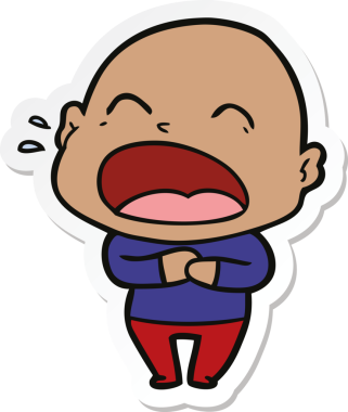 Bir insan tarafından çizilmiş kel adam diye bağıran bir çizgi film çıkartması.