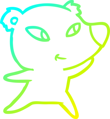 Bir insan tarafından çizilmiş şirin bir çizgi film ayısının soğuk gradyan çizgisi.