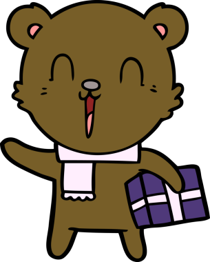 Bir insan tarafından çizilmiş mutlu çizgi film ayısı.