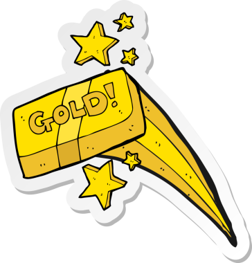 Bir insan tarafından çizilmiş altın çizgi film etiketi.