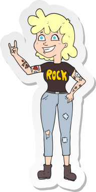 Bir insan tarafından çizilmiş bir rock kızının çıkartması.