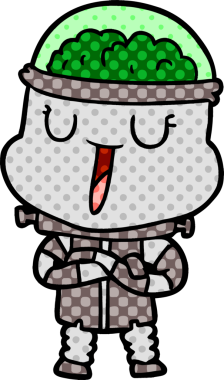 Bir insan tarafından çizilmiş mutlu çizgi film robotu