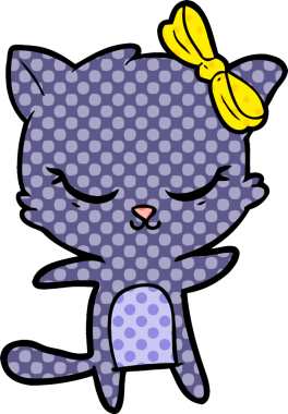 Bir insan tarafından çizilmiş sevimli çizgi film kedisi.