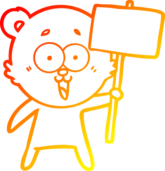 Bir insan tarafından çizilmiş gülen oyuncak ayının sıcak çizgi çizimi.