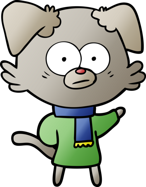 Bir insan tarafından çizilmiş eşarp takan sinirli bir köpek.