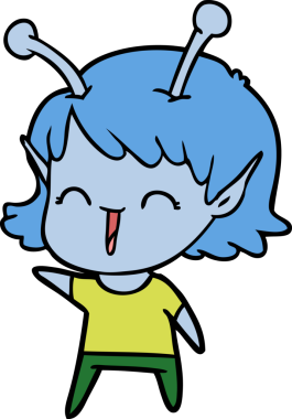 Bir insan tarafından çizilmiş uzaylı kız.