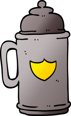 Bir insan tarafından çizilmiş geleneksel bira tankardı.