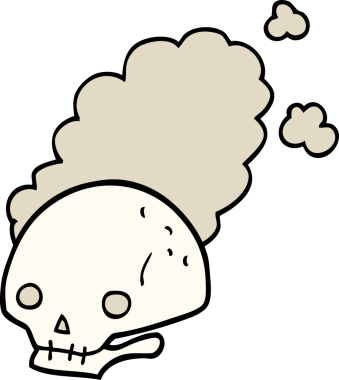 Bir insan tarafından çizilmiş tozlu eski kafatası.