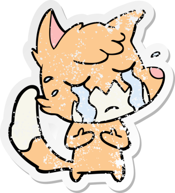 Bir insan tarafından çizilmiş ağlayan tilki çizgi filminin sıkıntılı çıkartması.