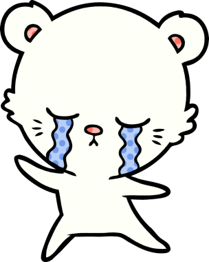 Bir insan tarafından çizilmiş üzgün küçük kutup ayısı çizgi filmi.