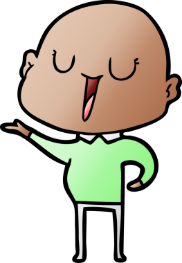 Bir insan tarafından çizilmiş mutlu, kel adam.