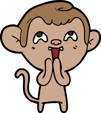Bir insan tarafından çizilmiş çılgın çizgi film maymunu