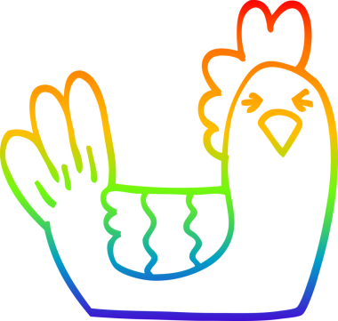 gökkuşağı gradyan çizgi çizimi bir insan tarafından çizilmiş tünemiş tavuk