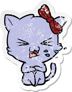 Bir insan tarafından çizilmiş karikatür bir kedinin sıkıntılı çıkartması.