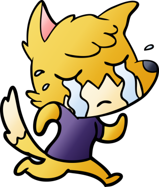 Bir insan tarafından çizilmiş ağlayan tilki çizgi filmi.