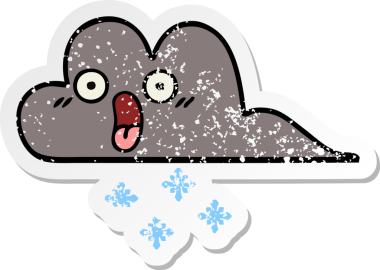 Bir insan tarafından çizilmiş fırtına bulutu gibi tatlı bir karikatür çıkartması.