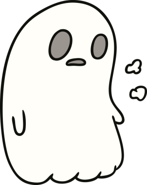 Bir insan tarafından çizilmiş sevimli bir kawai hayaletinin karikatür çizimi