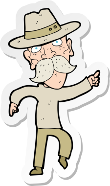 Bir insan tarafından çizilmiş şapkalı bir adamın çıkartması.