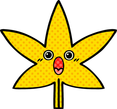 Bir insan tarafından çizilmiş güz yaprağının çizgi romanı.