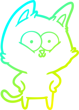 Bir insan tarafından çizilen çizgi film kedisinin soğuk gradyan çizgisi.