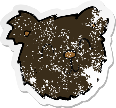 Bir insan tarafından çizilmiş mutlu siyah ayı suratlı karikatürün gerilimli yapıştırması.