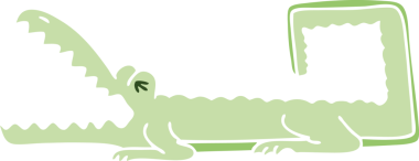 Bir insan tarafından çizilmiş garip çizgi film timsahı.