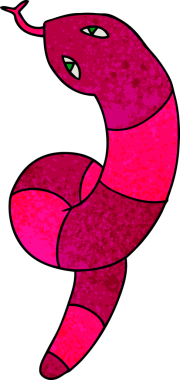 Bir insan tarafından çizilmiş uzun bir yılanın el yazısıyla çizilmiş karikatürü.