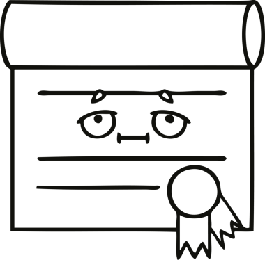 Bir insan tarafından çizilmiş bir sertifikanın çizgi çizimi