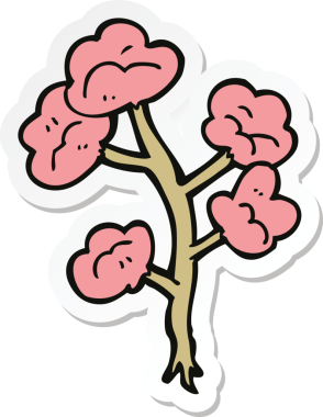 Bir insan tarafından çizilmiş karikatür çiçeğinin etiketi.