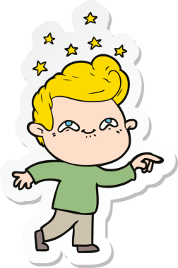 Bir insan tarafından çizilmiş heyecanlı bir adamın çıkartması.