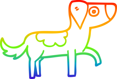 gökkuşağı gradyan çizgi çizimi bir insan tarafından çizilmiş mutlu bir köpek