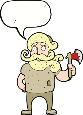 Bir insan tarafından çizilmiş baltalı bir oduncu.