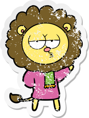 Bir insan tarafından çizilmiş sıkıntılı bir çizgi film çıkartması.