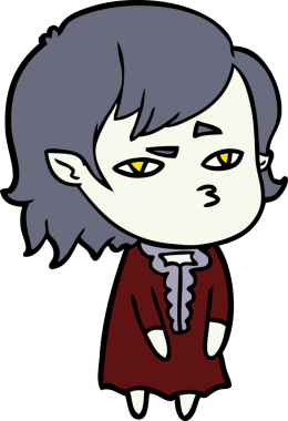 Bir insan tarafından çizilmiş vampir kız çizgi filmi.