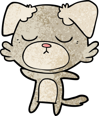 Bir insan tarafından çizilmiş şirin bir çizgi film köpeği.