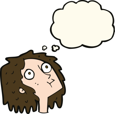 Bir insan tarafından çizilmiş düşünce baloncuğu olan bir karikatür.