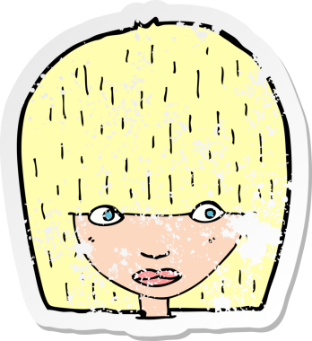 Bir insan tarafından çizilmiş karikatürün gerilimli retro yapıştırması.