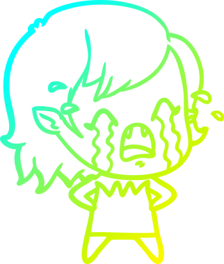 Bir insan tarafından çizilmiş ağlayan vampir kız çizgi filmi.