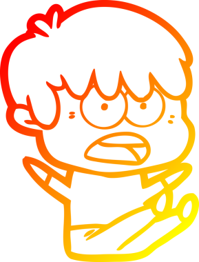 Bir insan tarafından çizilmiş endişeli bir çizgi film çocuğu çizimi.