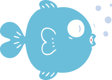 Bir insan tarafından çizilmiş garip bir karikatür balığı.