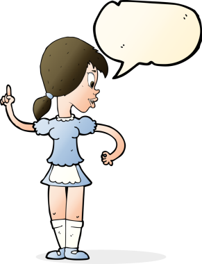 Çizgi film garsonu, bir insan tarafından çizilmiş konuşma balonuyla sipariş veriyor.