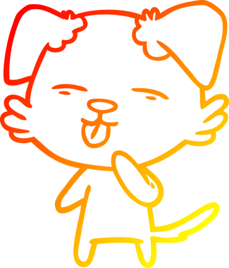 İnsan tarafından çizilmiş bir çizgi film köpeğinin sıcak çizgi çizimi.