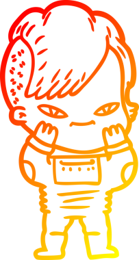 Hipster saç kesimi bir insan tarafından çizilmiş güzel bir çizgi film kızı çizimi.