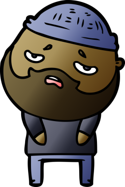 Bir insan tarafından çizilmiş sakallı endişeli bir adam.