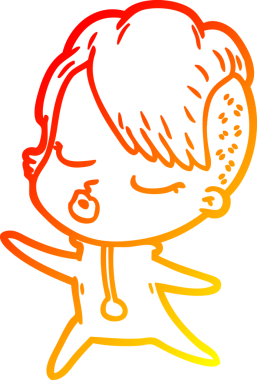 Bir insan tarafından çizilmiş güzel hippi bir çizgi film çizimi.