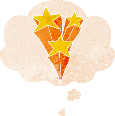 Homurdanan düşünce baloncuklarıyla kayan çizgi film yıldızları bir insan tarafından çizilmiş dertli retro dokuma tarzı