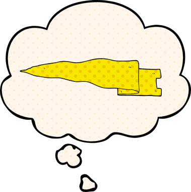 Çizgi roman tarzında bir insan tarafından çizilmiş düşünce baloncuklu çizgi film afişi.