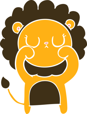 Bir insan tarafından çizilmiş düz renkli çizgi film aslanı